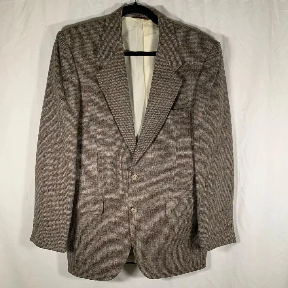 Vintage Oscar De La Renta Sport Coat Men’s Brown Plaid Jacket